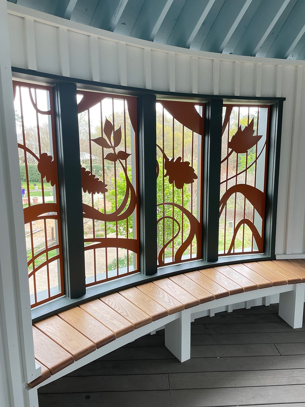 Decorative windows on lookout tower