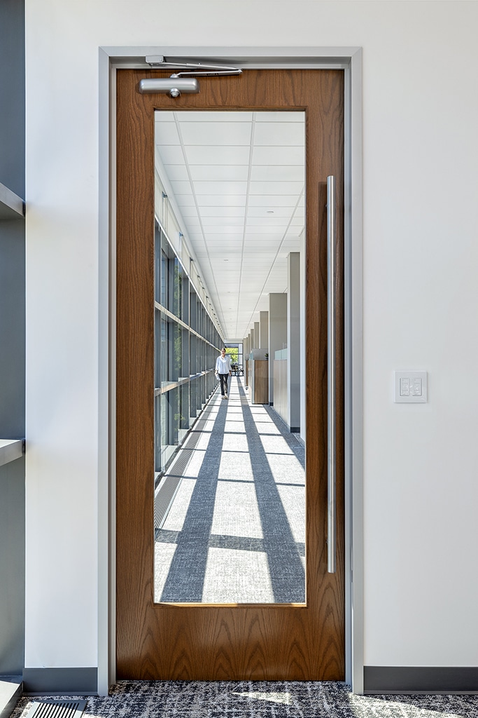 Door with embedded glass window